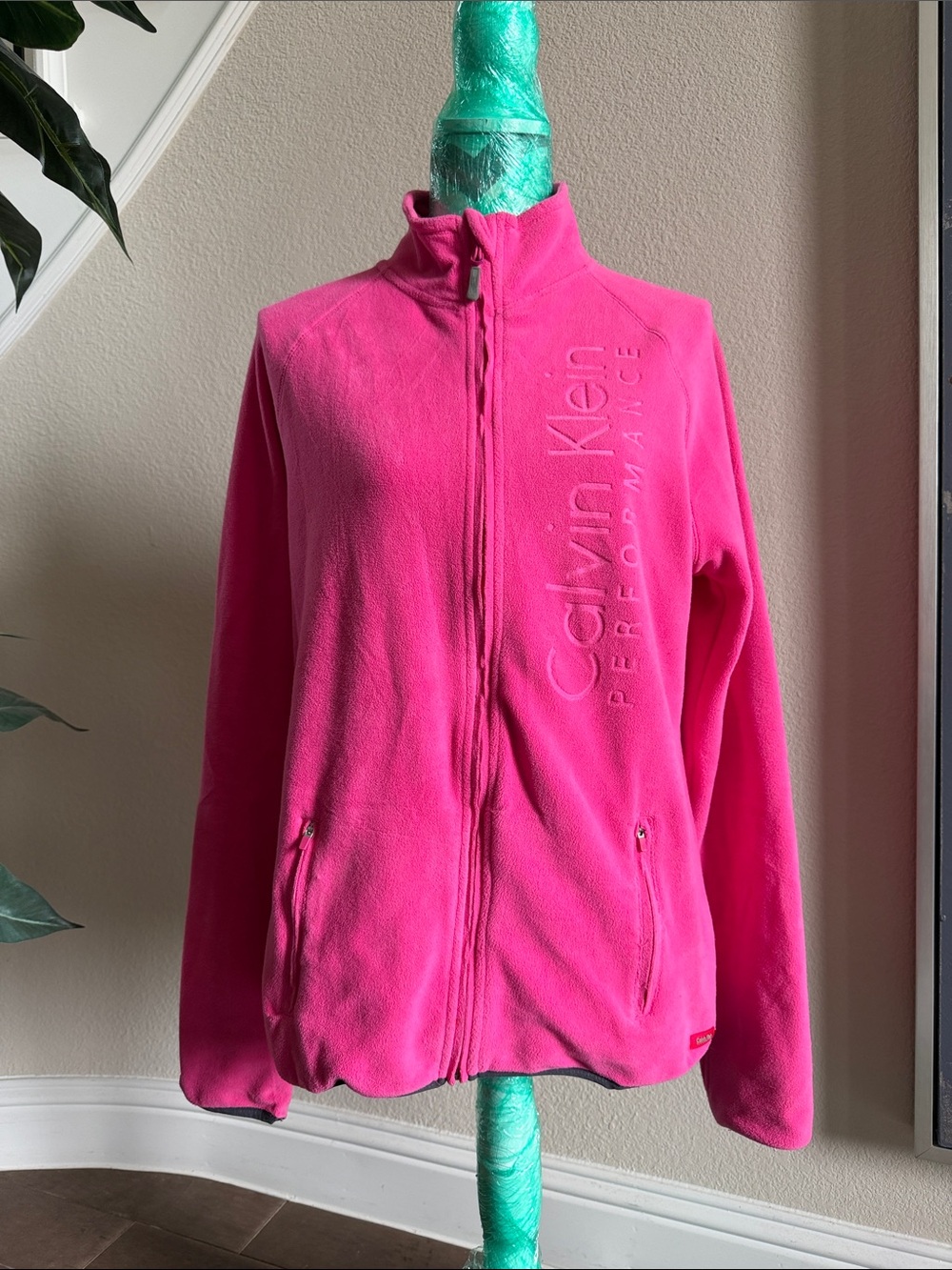 Calvin Klein Pink Full-Zip Teddy Fleece Jacket